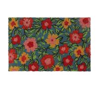 Relaxdays Paillasson coco motif fleurs 40x60 cm antidérapant résistant intérieur/extérieur