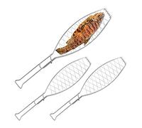 Relaxdays Panier à brochettes en Lot de 3, Acier Inoxydable, avec poignée, 54 cm de Long, pour Les grillades. argenté