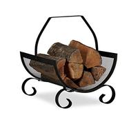 Relaxdays Porte-bûches de bois noir