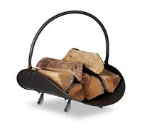 Relaxdays Porte-bûches de bois noir