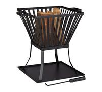 Relaxdays Panier À Feu Xl Brasero De Jardin Cheminée De Terrasse Barbecue Foyer Acier Noir Noir