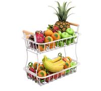 Relaxdays Panier à fruits métal 2 niveaux