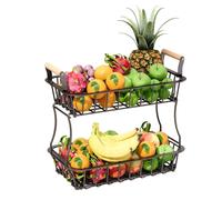 Relaxdays Panier à fruits métal 2 niveaux