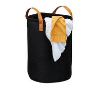 Relaxdays Panier à lessive en Feutre, poignée, 28l Corbeille de Rangement Chambres, Bain,HxD45 x 30 cm,Noir