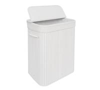 Relaxdays Panier à Linge avec Couvercle, Bambou, 72 l, Pliable, H x l x P : 60 x 40 x 30 cm, Salle de Bains, Blanc