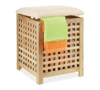 Relaxdays Panier à linge avec siège en bois