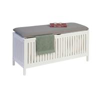 Relaxdays panier à linge avec siège, tabouret de bain blanc/gris