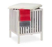 Relaxdays Panier à linge blanc avec siège