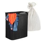 Relaxdays Panier à linge bambou, 2 compartiments