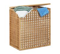 Relaxdays Panier à linge bambou 2 compartiments