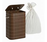 Relaxdays panier à linge bambou 80 L pliable avec couvercle HxLxP 60 x 40 x 30 cm brun foncé