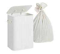 Relaxdays Panier à linge bambou avec couvercle