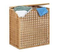 Relaxdays Panier à linge bambou 2 compartiments