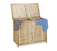 Relaxdays Panier à linge duo en bois de noyer