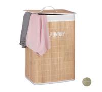relaxdays Panier à linge en bambou carré