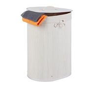 Relaxdays Panier à linge en bambou, ovale, 46 l, pliable, couvercle, bain et chambre ; 55x42x32 cm, choix de couleurs