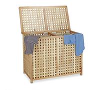 Relaxdays Panier à linge duo en bois de noyer