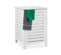 Relaxdays Panier à linge en bois de pin blanc