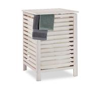 Relaxdays Panier à linge en noyer blanc