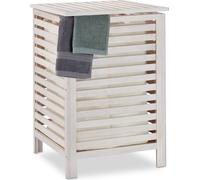 Relaxdays Panier à linge en noyer blanc