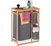 relaxdays Panier à linge Étagère en bambou