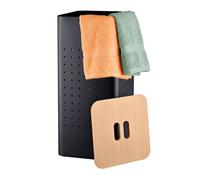 Relaxdays, panier à linge perforé avec couvercle, métal, 70 l, noir/naturel, H x l x P: 69 x 31,5 x 31,5 cm