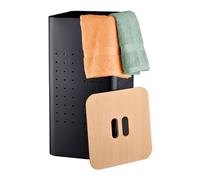 Relaxdays, panier à linge perforé avec couvercle, métal, noir/naturel, 55 l, dimensions H x l x P: 56 x 31,5 x 31,5 cm