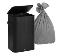 Relaxdays Panier à Linge Pliante Bambou 2 Compartiments 105 L HxLxP : 63x52x32 cm Noir
