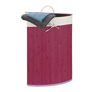 Relaxdays Panier Bambou, Corbeille Linge Pliante, 60 L, Sac intérieur Coton, 65 x 49,5 x 37 cm, Lilas