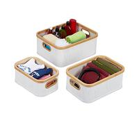 Relaxdays Lot de 3 paniers de rangement en bambou