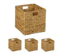 Relaxdays Panier de Rangement, Lot de 4, pour Les Jouets et vêtements, H x L x P : 30 x 30 x 30 cm, Nature
