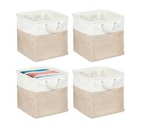 Relaxdays Panier de Rangement, Lot de 4, pour Ranger Les Jouer ou Les vêtements, 33 x 33 x 33 cm, Beige et Banc