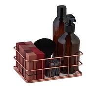 Relaxdays Panier de rangement, rectangulaire, métal, HLP : 6,5 x 17 x 12,5 cm, pour salle bain et cuisine, or rose