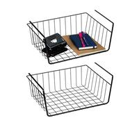 Relaxdays Panier de Rangement Suspendu, Lot de 2, Rangement sous-Tablette, Armoire, étagère, Bureau, Fil de Fer, Noir
