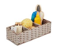 Relaxdays Panier de rangement, tressé, bain, 3 compartiments, en plastique, HlP 11x 36,5x15,5 cm, différentes couleurs