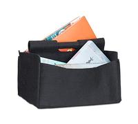 Relaxdays Panier en feutre journaux magazine corbeille pliable rangement poignées 2 compartiments HxlxP: 22 x 32 x 29 cm, noir