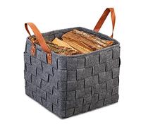 relaxdays Panier en Feutre tressé, Panier Pliable de Rangement Feutre, étagère avec anses, HlP 29x31x31cm;Gris foncé