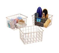 Relaxdays Panier métallique rangement, lot de 3, rectangulaire, stockage, HLP 15,5 x 28 x 20 cm, déco, cuivré