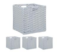 Relaxdays Panier rangement, lot de 4, superbe design, pour vos vêtements, H x L x P : 31 x 32 x 30 cm, gris
