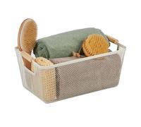 Relaxdays Panier rectangulaire avec poignées bois