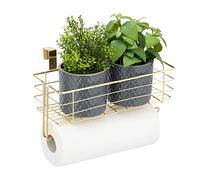 Relaxdays Panier suspendu avec porte rouleau de cuisine, rangement, cuisine et bain, fil de fer HlP 18 x 31 x 17 cm
