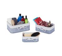 Relaxdays Paniers de rangement, lot de 3, tissu, rectangulaire, boîte armoire et étagère, 3 tailles diverses, gris-crème