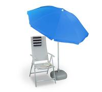 Relaxdays Parasol, Ø 180 cm, hauteur réglable, inclinable, rond, polyester, acier, jardin, balcon, plage, diff. couleurs