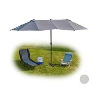 Relaxdays Parasol Double, Ovale pour Jardin et terrasse, avec manivelle et Support, HBT 255x450x260cm, en Couleurs, Gris