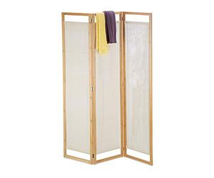 Relaxdays Paravent, 3, séparateur de pièce Pliable, Brise-Vue, en Bambou et Tissu, HxLxP 170x120x1,5 cm, Naturel, Polyester, Coton, 1 élément