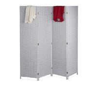 Relaxdays Paravent intérieur, 4 parties, HxL 180 x 180 cm, séparateur pliable, moderne, plastique, brise-vue, blanc-gris