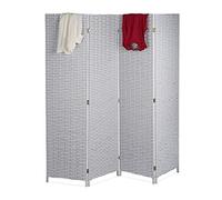 Relaxdays Paravent intérieur, 4 Parties, HxL 180 x 180 cm, séparateur Pliable, Moderne, Plastique, Brise-Vue, Blanc-Gris
