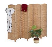 Relaxdays Paravent intérieur 6 Parties, HxL 170 x 240 cm, séparateur Pliable, Bois & Corde Papier, Naturel