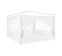 Relaxdays Paroi latérale pour tonnelle lot de 4 2x3 m panneaux latéraux avec fenêtres et fermeture éclair blanc