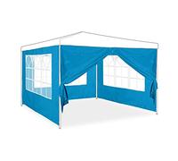 Relaxdays Paroi latérale pour tonnelle, Lot de 4, 3 Panneaux avec fenêtre, 1 avec Fermeture éclair, HxL 2x3m, Bleu Clair
